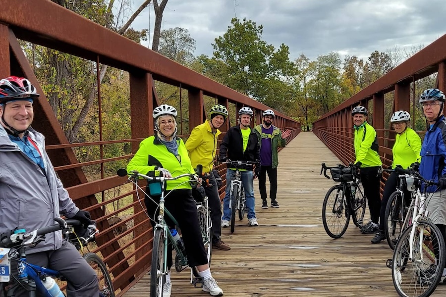 Bicyclists on bridge on New Jersey's Lawrence Hopewell Trail | Photo by John Boyle