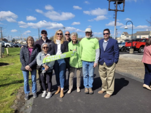 Ribbon cutting. Left to right: Nancy Sauers, Adam Spector (BCGP Member), Iris Spector (BCGP Member), Brig Masone (BCGP Member), Andrew Masone (BCGP Member), Ann Vaneerden (BCGP Member), Bob Lukot (BCGP Member), and Tom Hibbs
